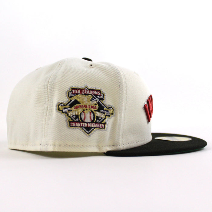Cleveland Indians 100 Seasons New Era 59Fifty Fitted Hat (Chrome White Black Green Under Brim)