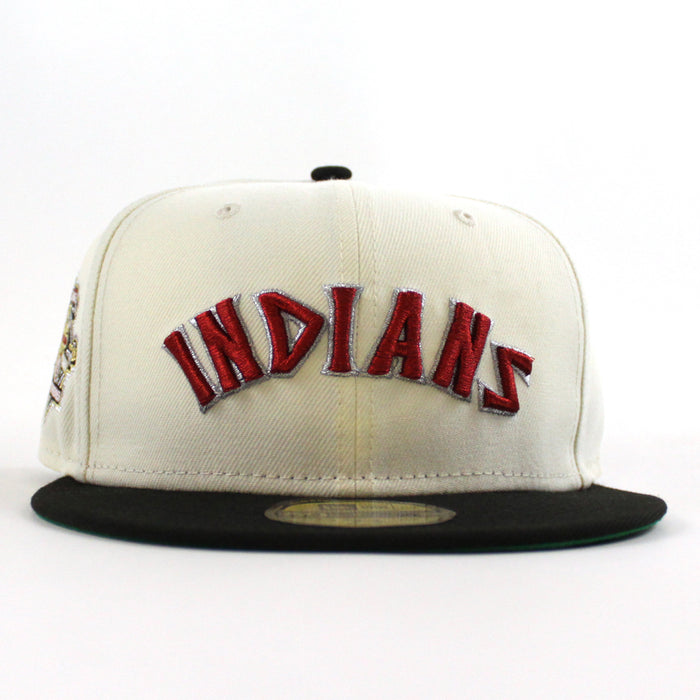 Cleveland Indians 100 Seasons New Era 59Fifty Fitted Hat (Chrome White Black Green Under Brim)