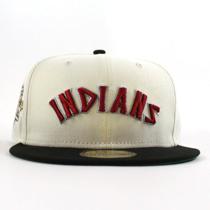 Cleveland Indians 100 Seasons New Era 59Fifty Fitted Hat (Chrome White Black Green Under Brim)