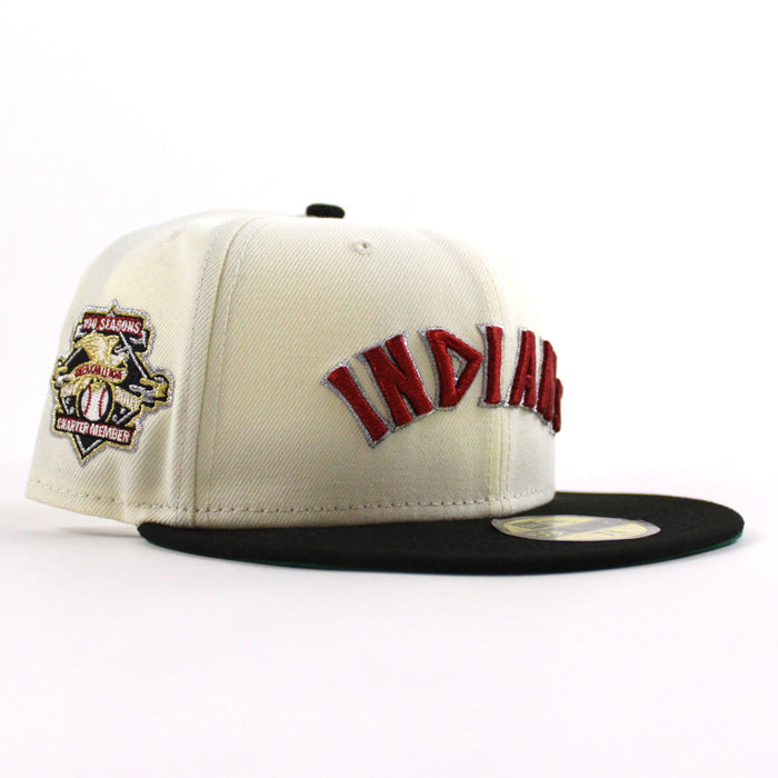 Cleveland Indians 100 Seasons New Era 59Fifty Fitted Hat (Chrome White Black Green Under Brim)