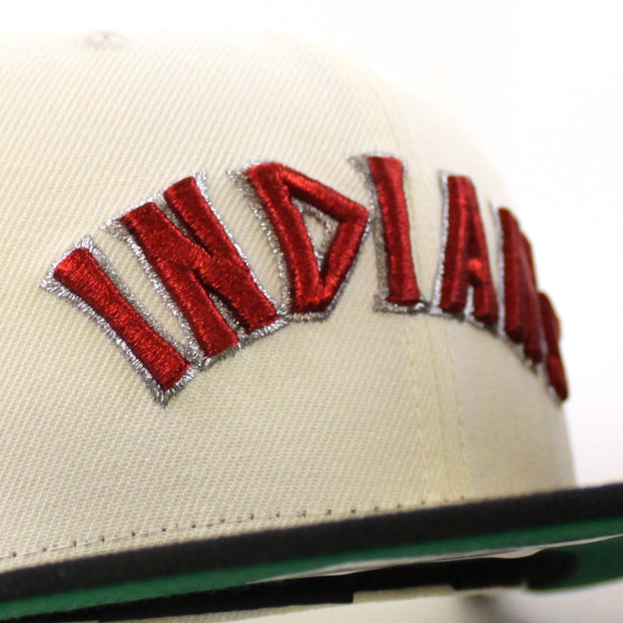Cleveland Indians 100 Seasons New Era 59Fifty Fitted Hat (Chrome White Black Green Under Brim)