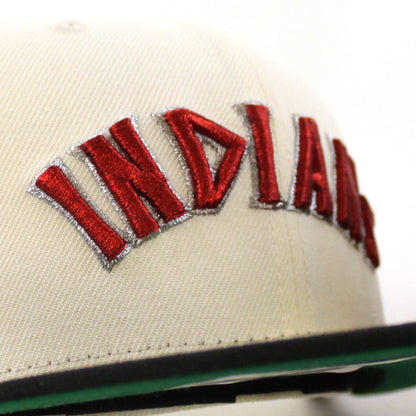 Cleveland Indians 100 Seasons New Era 59Fifty Fitted Hat (Chrome White Black Green Under Brim)