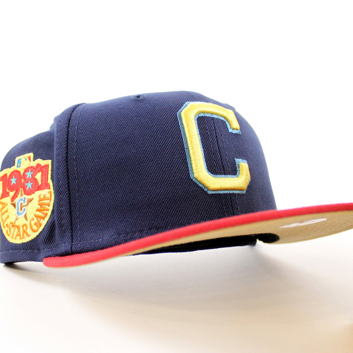 Cleveland Indians 1981 All Star Game New Era 59Fifty Fitted Hat (OCEANSIDE BLUE PINOT RED KHAKI Under Brim)