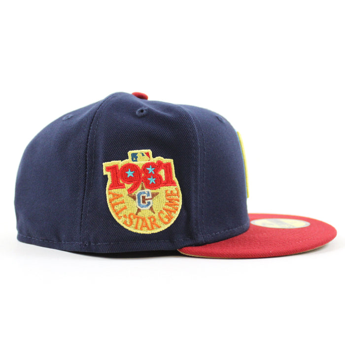 Cleveland Indians 1981 All Star Game New Era 59Fifty Fitted Hat (OCEANSIDE BLUE PINOT RED KHAKI Under Brim)