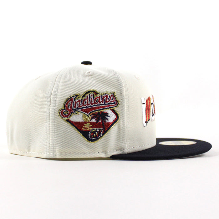 Cleveland Indians DeathNote Indians Patch New Era 59Fifty Fitted Hat (Chrome White Navy Gray Under Brim)