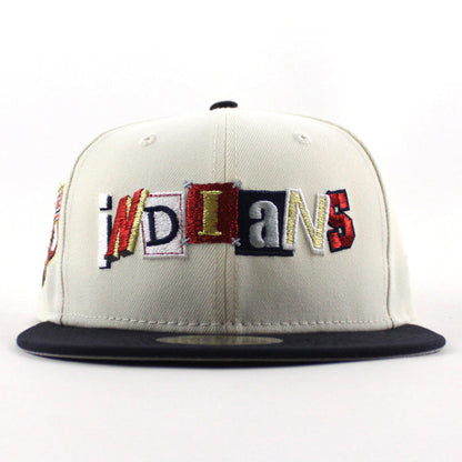 Cleveland Indians DeathNote Indians Patch New Era 59Fifty Fitted Hat (Chrome White Navy Gray Under Brim)