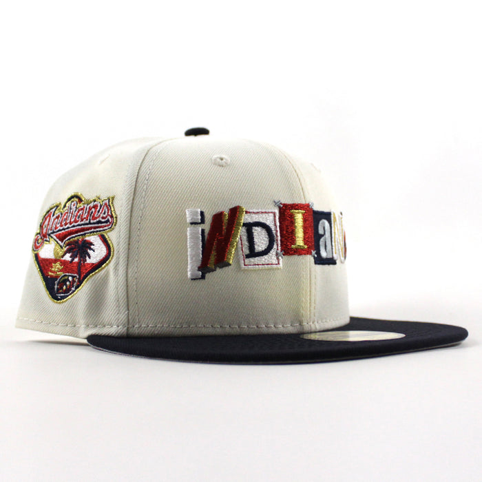Cleveland Indians DeathNote Indians Patch New Era 59Fifty Fitted Hat (Chrome White Navy Gray Under Brim)