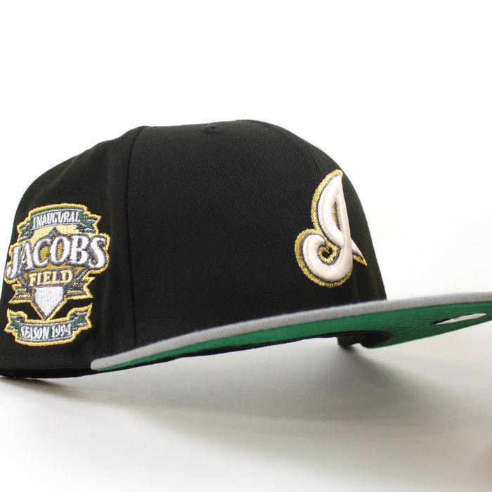 Cleveland Indians Jacobs Field New Era 59Fifty Fitted Hat (Black, Misty Morning Green Under Brim)