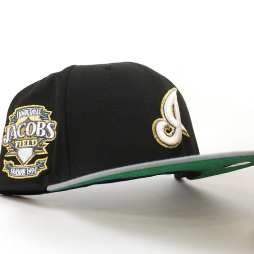 Cleveland Indians Jacobs Field New Era 59Fifty Fitted Hat (Black, Misty Morning Green Under Brim)
