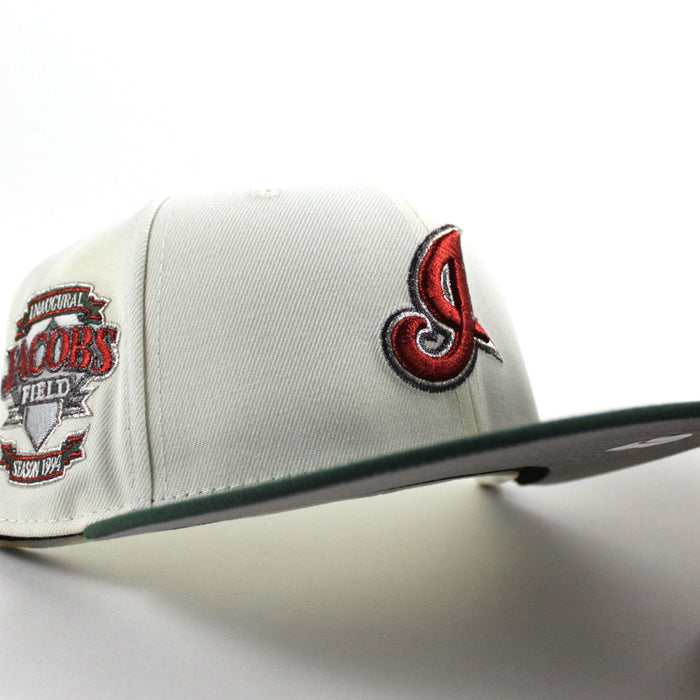 Cleveland Indians Jacobs Field New Era 59Fifty Fitted Hat (Chrome White Cilantro Green Gray Under Brim)
