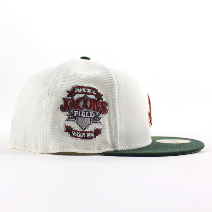Cleveland Indians Jacobs Field New Era 59Fifty Fitted Hat (Chrome White Cilantro Green Gray Under Brim)