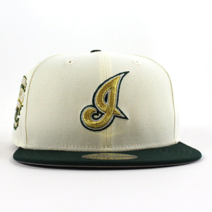 Cleveland Indians Jacobs Field New Era 59Fifty Fitted Hat (Chrome White, Cilantro Green Gray Under Brim)