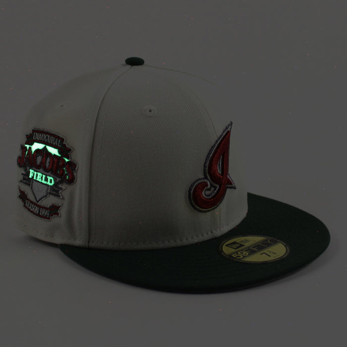 Cleveland Indians Jacobs Field New Era 59Fifty Fitted Hat (Chrome White Cilantro Green Gray Under Brim)