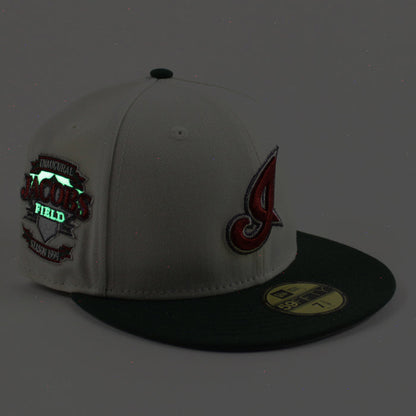 Cleveland Indians Jacobs Field New Era 59Fifty Fitted Hat (Chrome White Cilantro Green Gray Under Brim)