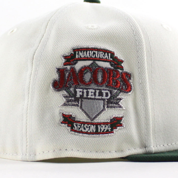 Cleveland Indians Jacobs Field New Era 59Fifty Fitted Hat (Chrome White Cilantro Green Gray Under Brim)