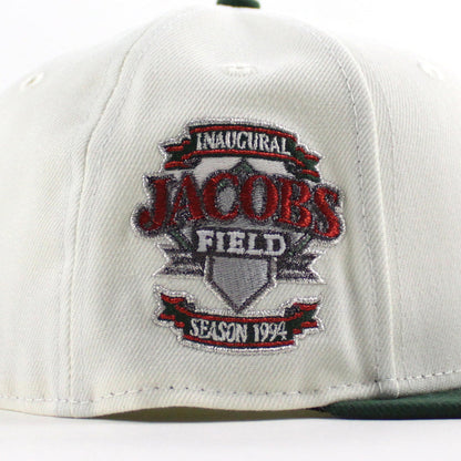 Cleveland Indians Jacobs Field New Era 59Fifty Fitted Hat (Chrome White Cilantro Green Gray Under Brim)