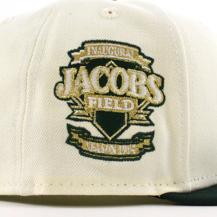 Cleveland Indians Jacobs Field New Era 59Fifty Fitted Hat (Chrome White, Cilantro Green Gray Under Brim)