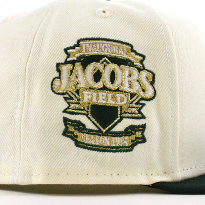 Cleveland Indians Jacobs Field New Era 59Fifty Fitted Hat (Chrome White, Cilantro Green Gray Under Brim)