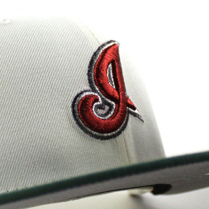 Cleveland Indians Jacobs Field New Era 59Fifty Fitted Hat (Chrome White Cilantro Green Gray Under Brim)