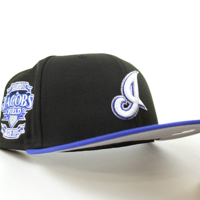 Cleveland Indians Jacobs Field New Era 59Fifty Fitted Hat (Irvington 2.0 Black Blue Gray Under Brim)