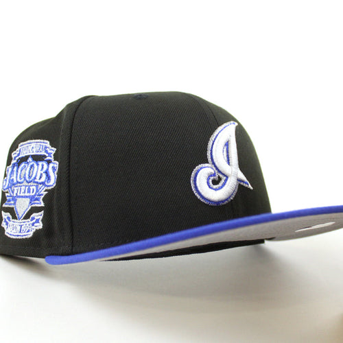 Cleveland Indians Jacobs Field New Era 59Fifty Fitted Hat (Irvington 2.0 Black Blue Gray Under Brim)