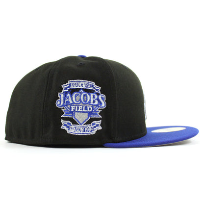 Cleveland Indians Jacobs Field New Era 59Fifty Fitted Hat (Irvington 2.0 Black Blue Gray Under Brim)