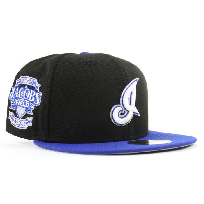 Cleveland Indians Jacobs Field New Era 59Fifty Fitted Hat (Irvington 2.0 Black Blue Gray Under Brim)