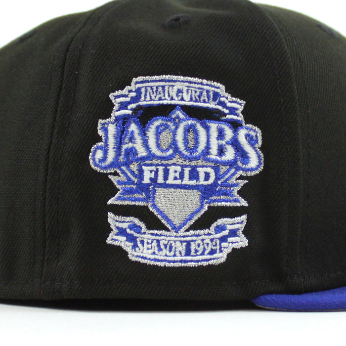 Cleveland Indians Jacobs Field New Era 59Fifty Fitted Hat (Irvington 2.0 Black Blue Gray Under Brim)