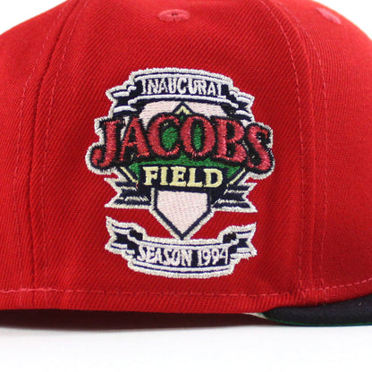 Cleveland Indians Jacobs Field New Era 59Fifty Fitted Hat (Scarlet Navy Green Under Brim)