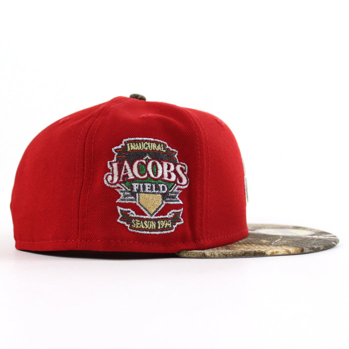 Cleveland Indians Jacobs Field New Era 59Fifty Fitted Hat (Scarlet Red RealTree Gray Under Brim)