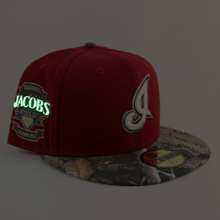 Cleveland Indians Jacobs Field New Era 59Fifty Fitted Hat (Scarlet Red RealTree Gray Under Brim)