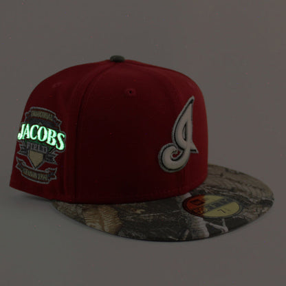 Cleveland Indians Jacobs Field New Era 59Fifty Fitted Hat (Scarlet Red RealTree Gray Under Brim)