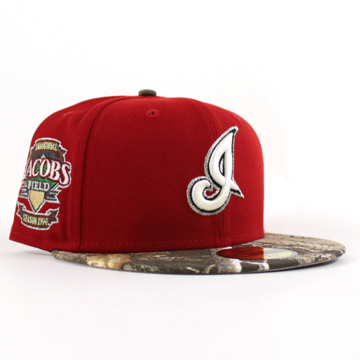 Cleveland Indians Jacobs Field New Era 59Fifty Fitted Hat (Scarlet Red RealTree Gray Under Brim)