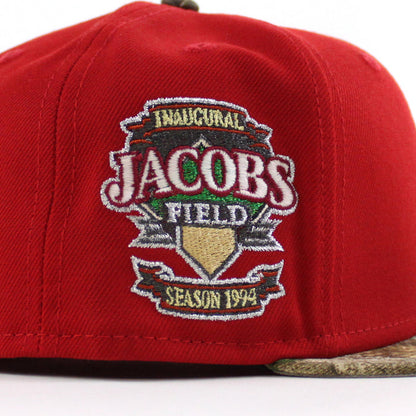 Cleveland Indians Jacobs Field New Era 59Fifty Fitted Hat (Scarlet Red RealTree Gray Under Brim)