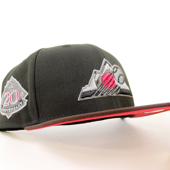 Colorado Rockies 20th Anniversary New Era 59Fifty Fitted Hat ( Black BURNT WOOD Red Under Brim)