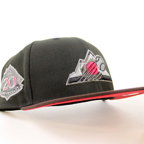 Colorado Rockies 20th Anniversary New Era 59Fifty Fitted Hat ( Black BURNT WOOD Red Under Brim)