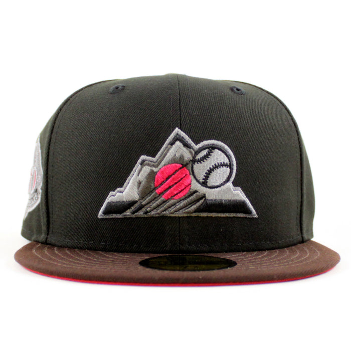 Colorado Rockies 20th Anniversary New Era 59Fifty Fitted Hat ( Black BURNT WOOD Red Under Brim)