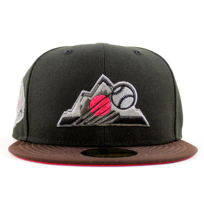 Colorado Rockies 20th Anniversary New Era 59Fifty Fitted Hat ( Black BURNT WOOD Red Under Brim)