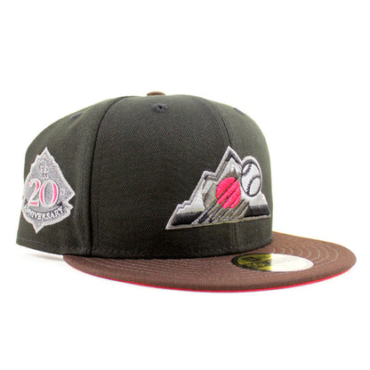 Colorado Rockies 20th Anniversary New Era 59Fifty Fitted Hat ( Black BURNT WOOD Red Under Brim)