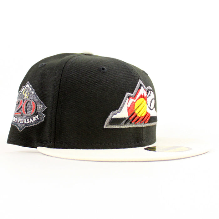 Colorado Rockies 20th Anniversary New Era 59Fifty Fitted Hat (Black Chrome White Gray Under Brim)