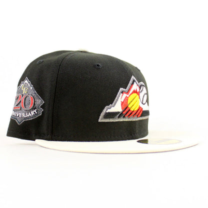 Colorado Rockies 20th Anniversary New Era 59Fifty Fitted Hat (Black Chrome White Gray Under Brim)
