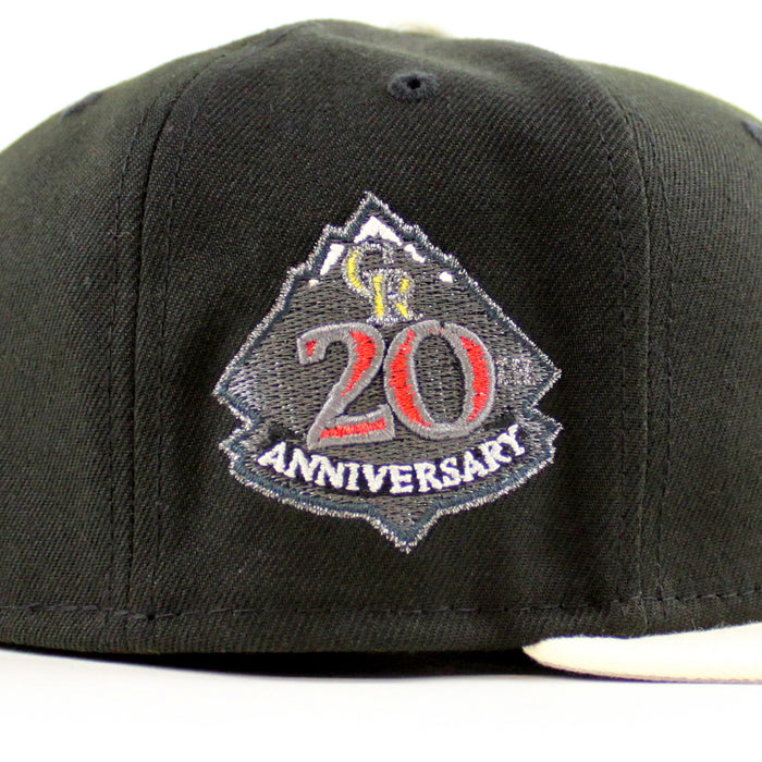 Colorado Rockies 20th Anniversary New Era 59Fifty Fitted Hat (Black Chrome White Gray Under Brim)