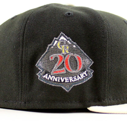 Colorado Rockies 20th Anniversary New Era 59Fifty Fitted Hat (Black Chrome White Gray Under Brim)