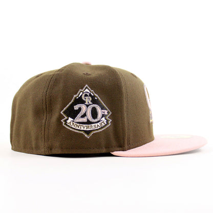 Colorado Rockies 20th Anniversary New Era 59Fifty Fitted Hat (Walnut Rouge Pink Gray Under Brim)