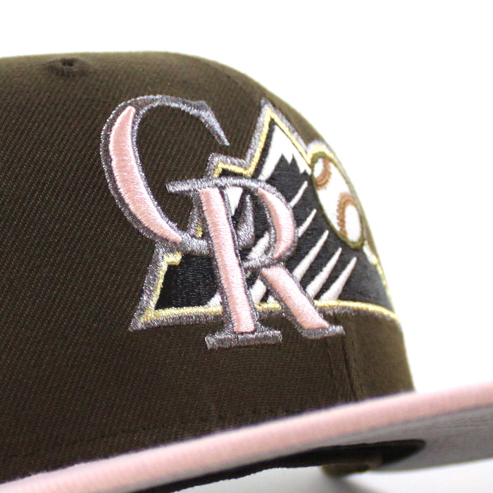 Colorado Rockies 20th Anniversary New Era 59Fifty Fitted Hat (Walnut Rouge Pink Gray Under Brim)