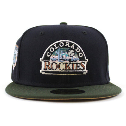 Colorado Rockies EST 1993 New Era 59Fifty Fitted Hat (Glow in the Dark NAVY DARK SEAWEED KHAKI Under Brim)