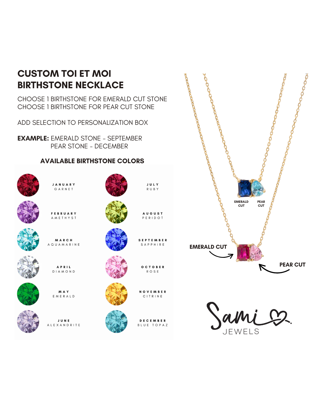 Custom Toi Et Moi Birthstone Necklace