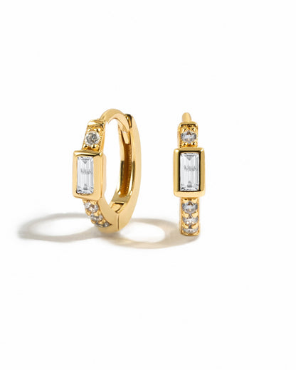 CZ Baguette Huggie Earrings