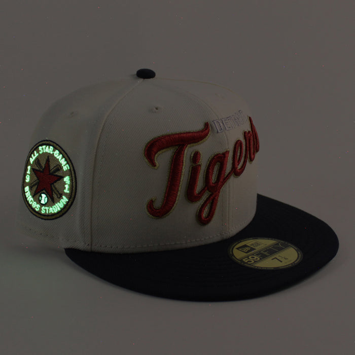 Detroit Tigers 1941 All Star Game Briggs Stadium New Era 59Fifty Fitted Hat (Chrome White Navy Green Under Brim)
