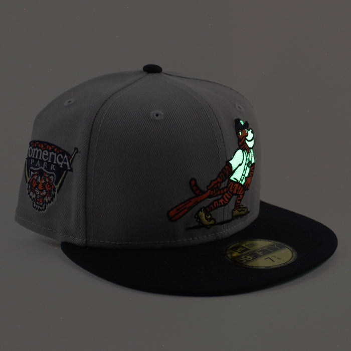 Detroit Tigers Mascot Comrica Park New Era 59Fifty Fitted Hat (Gray Navy Green Under Brim)
